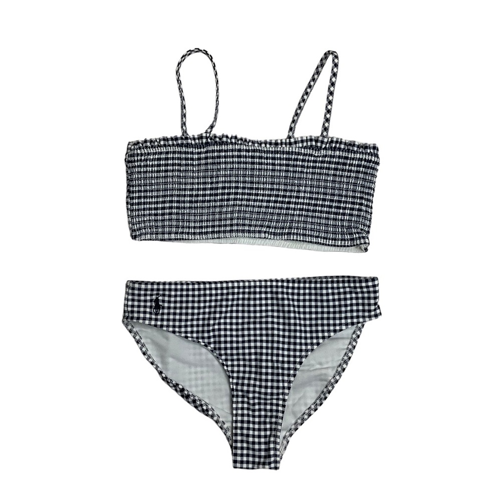 Polo Ralph Lauren Gingham Ruffled Top and Bottom Swimsuit Two Piece Size 10